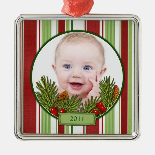Baby's Eerste Kerst Ornament - Vierkante Vorm (Voorkant)