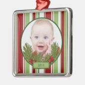 Baby's Eerste Kerst Ornament - Vierkante Vorm (Links)