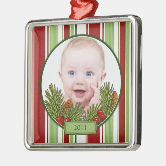 Baby's Eerste Kerst Ornament - Vierkante Vorm (Links)