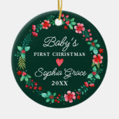 Babys Eerste Kerst Ornament Waterverf krans (Voorkant)
