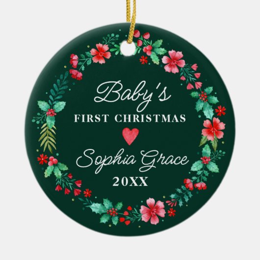 Babys Eerste Kerst Ornament Waterverf krans (Voorkant)