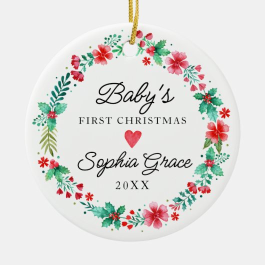Babys Eerste Kerst Ornament Waterverf krans (Voorkant)