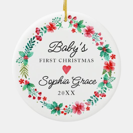 Babys Eerste Kerst Ornament Waterverf krans (Achterkant)