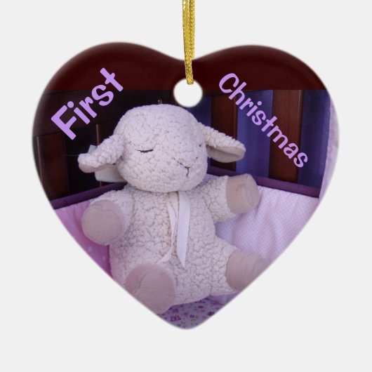Baby's eerste kerst ornamenten Gevulde Lam (Voorkant)