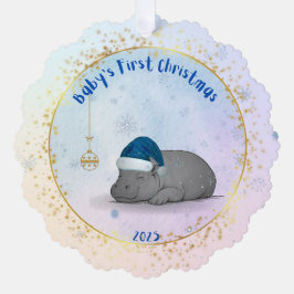 Baby's eerste kerst - papieren ornament - nijlpaar kaart