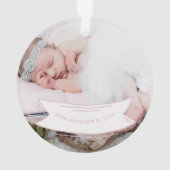 Baby's eerste kerst pasgeboren baby rustieke foto ornament (achterkant)