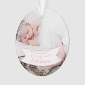 Baby's eerste kerst pasgeboren baby rustieke foto ornament (voorkant)