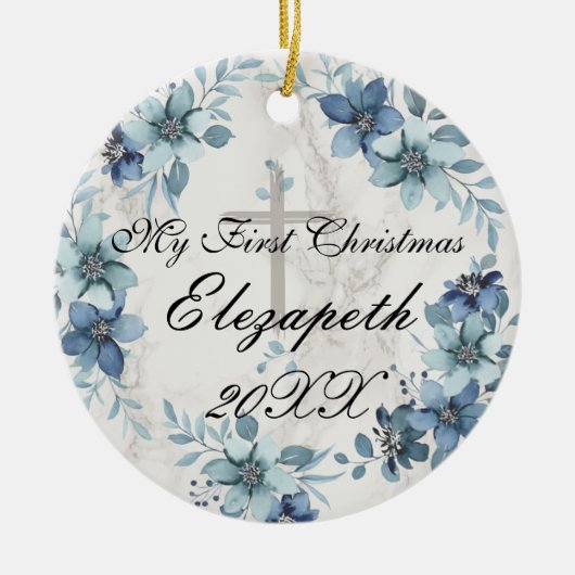 Baby's eerste kerst pasgeboren foto keramiek keramisch ornament (Voorkant)