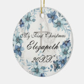 Baby's eerste kerst pasgeboren foto keramiek keramisch ornament (Links)