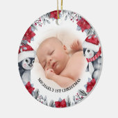 Baby's eerste kerst Pinguïn Foto Keramisch Ornament (Links)
