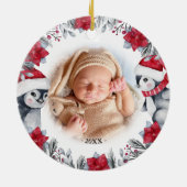 Baby's eerste kerst Pinguïn Foto Keramisch Ornament (Achterkant)
