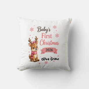 Baby's Eerste Kerst Reindeer Persoonlijk Kussen