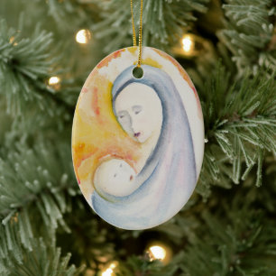 Baby's Eerste Kerst Religieus Roos Roze Keramisch Ornament