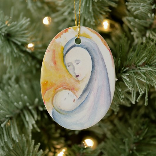 Baby's Eerste Kerst Religieus Roos Roze Keramisch Ornament (Boom)