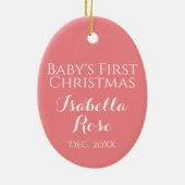 Baby's Eerste Kerst Religieus Roos Roze Keramisch Ornament (Achterkant)