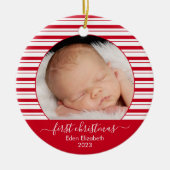 Baby's eerste kerst rode snoepriet keramisch ornament (Voorkant)