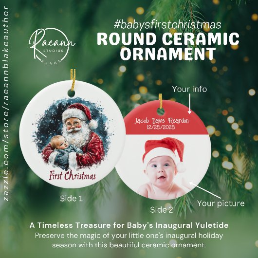 Baby's eerste Kerst Ronde Keramisch Ornament