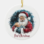 Baby's eerste Kerst Ronde Keramisch Ornament (Voorkant)