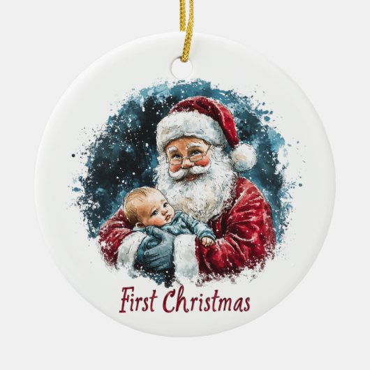 Baby's eerste Kerst Ronde Keramisch Ornament (Voorkant)