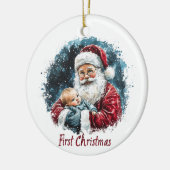 Baby's eerste Kerst Ronde Keramisch Ornament (Links)