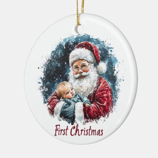 Baby's eerste Kerst Ronde Keramisch Ornament (Links)