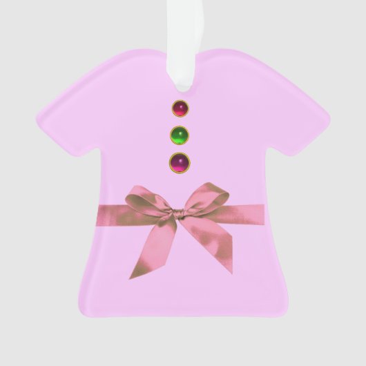 BABY'S EERSTE KERST Roze Amethist, Ruby Keramiek Ornament (voorkant)