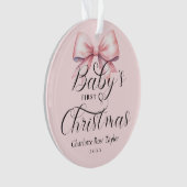 Baby's Eerste Kerst Roze Bow Keepsake Ornament (voorkant)