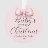 Baby's Eerste Kerst Roze Bow Keepsake Ornament (voorkant)