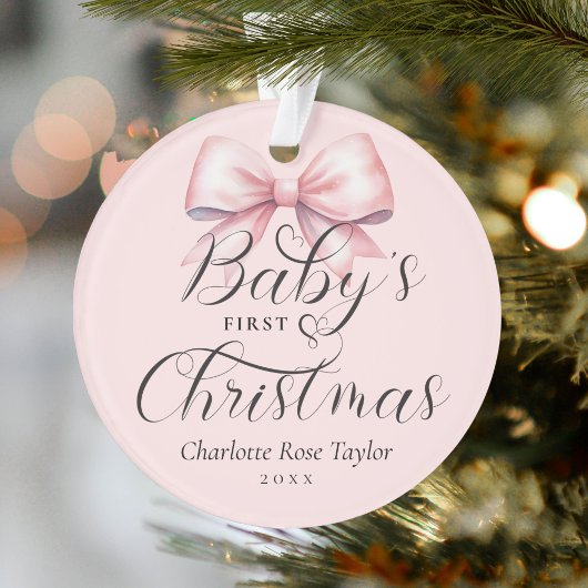 Baby's Eerste Kerst Roze Bow Keepsake Ornament