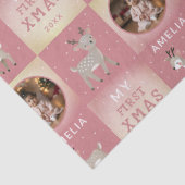 Baby's eerste kerst Roze Herten Foto Tissuepapier (Detail)