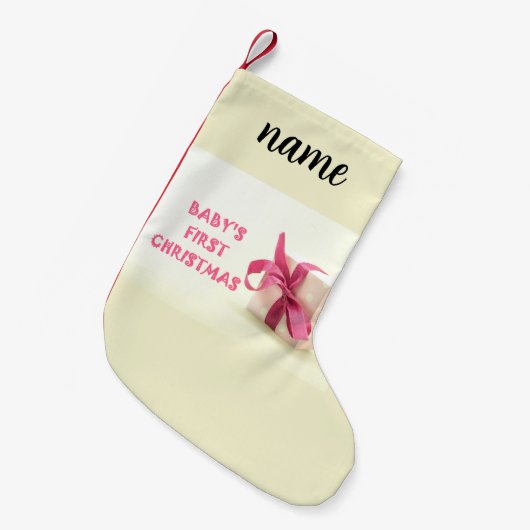 Baby's eerste kerst roze kleine kerstsok (Voorkant (Hangend))