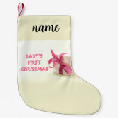 Baby's eerste kerst roze kleine kerstsok (Voorkant)