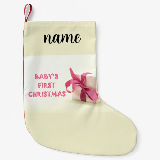 Baby's eerste kerst roze kleine kerstsok (Voorkant)