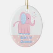 Baby's eerste kerst Roze Olifant Keramisch Ornament (Rechts)