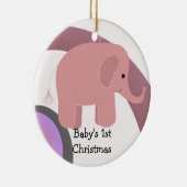 Baby's eerste kerst Roze Olifant Keramisch Ornament (Rechts)