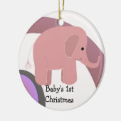 Baby's eerste kerst Roze Olifant Keramisch Ornament (Links)