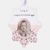 Baby's eerste kerst roze Ornament Kaart (Links)