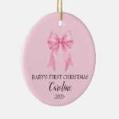 Baby's eerste kerst roze strik ornament (Rechts)