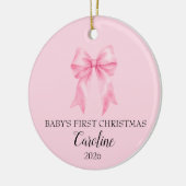 Baby's eerste kerst roze strik ornament (Links)