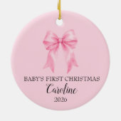 Baby's eerste kerst roze strik ornament (Achterkant)