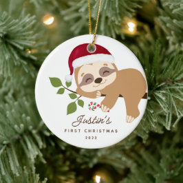 Baby's eerste kerst Santa luiaard Keramisch Ornament