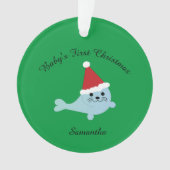 Baby's eerste kerst Santa-zeehond Ornament (voorkant)