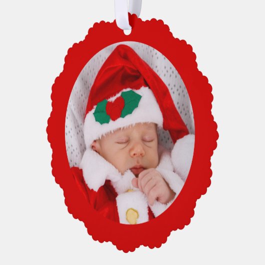 Baby's eerste kerst Schattig rode kerst Ornament Kaart (Links)