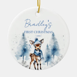Baby's eerste kerst schattige herten foto keramisch ornament
