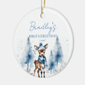 Baby's eerste kerst schattige herten foto keramisch ornament (Links)