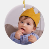 Baby's eerste kerst schattige herten foto keramisch ornament (Achterkant)
