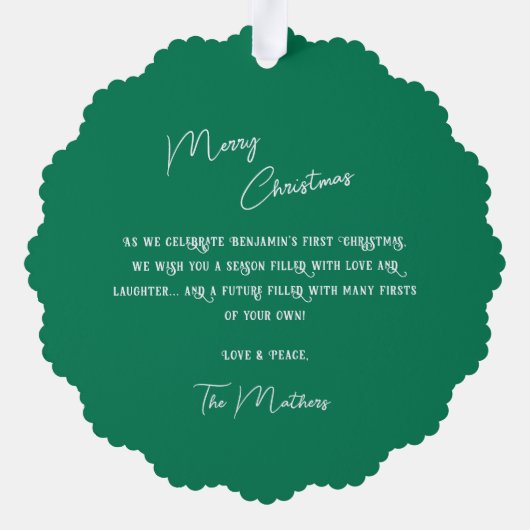 Baby's eerste kerst Schattige kerst Ornament Kaart (Achterkant)
