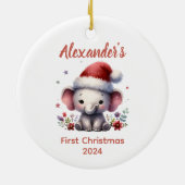 Baby's eerste kerst schattige olifant baby dier keramisch ornament (Achterkant)