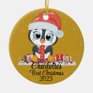 Baby's eerste kerst schattige pinguïn kerst pet keramisch ornament