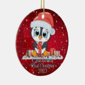 Baby's eerste kerst schattige pinguïn kerst pet keramisch ornament (Rechts)